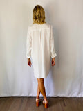 SALE-Raw Hem Shirt Dress -White