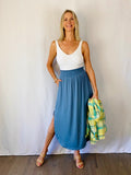 SALE-World Traveler Blue Maxi Skirt