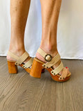 Neutral Platform Sandal Heel-Tan