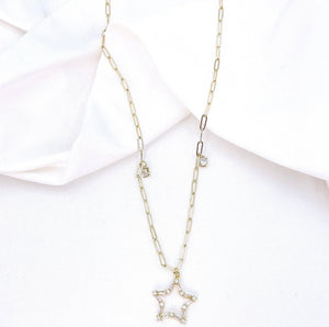 Star Paperclip Chain Necklace-Gold