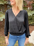 MORENO Everything Silky Wrap Blouse-Black CURRENT AIR