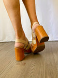Neutral Platform Sandal Heel-Tan