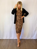 SALE-Wilma Leopard High Neck Midi Dress