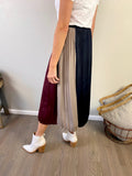 Pretty In Pleated Color Blocked Silky Midi Skirt CURRENT AIR