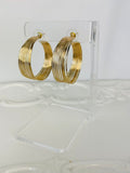 Gold Textured Separated Multi-Wire Hoop Earring