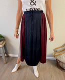Pretty In Pleated Color Blocked Silky Midi Skirt CURRENT AIR