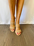 Simple Stylish Braided Heel Sandals-Nude