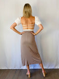 Let's Get Away Mocha Jersey Maxi Skirt BY TOGETHER