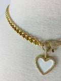 Gold & Rhinestone Chunky Heart Necklace TREASURE JEWELS