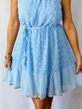 SALE-Dottie Textured Spaghetti Mini Dress-Sky Blue