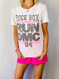 Run DMC Rock Box Graphic Tee-White
