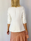 Out of Office 3/4 Ruched Sleeve Blazer-White
