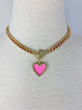 Gold & Rhinestone Chunky Heart Necklace TREASURE JEWELS