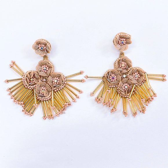Jugal nude & Gold Beaded Earrings TREASURE JEWELS