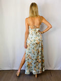 Floral Asymmetrical Ruffle Maxi Dress-Soft Blue DRESS FORUM