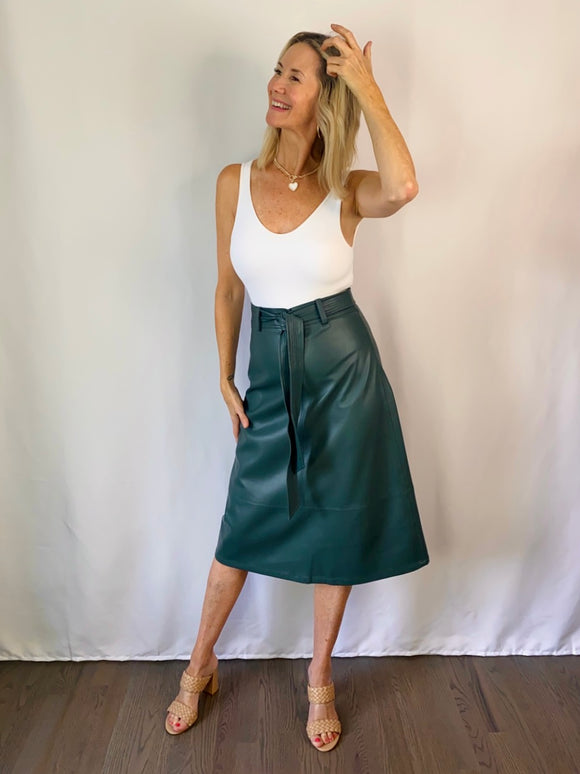 Morea A-line Teal Better Than Leather Skirt CURRENT AIR