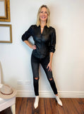 Bardot Better Than Leather Statement Sleeve Shirt/Jacket-Black CERULE