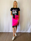 Moulin Rouge Satin Midi Skirt-Pink ELLISON