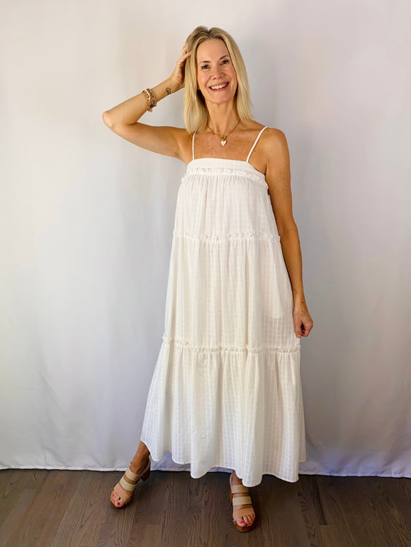 SALE-Julianne Tiered Boho Maxi Dress-White