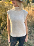 ARIANA Turtleneck Chunky Sweater Vest-Tan